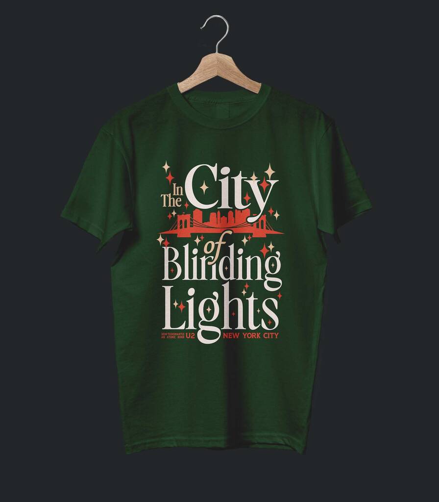 City of Blinding Lights • U2 Typography Tribute T-shirt • Summer Edition
