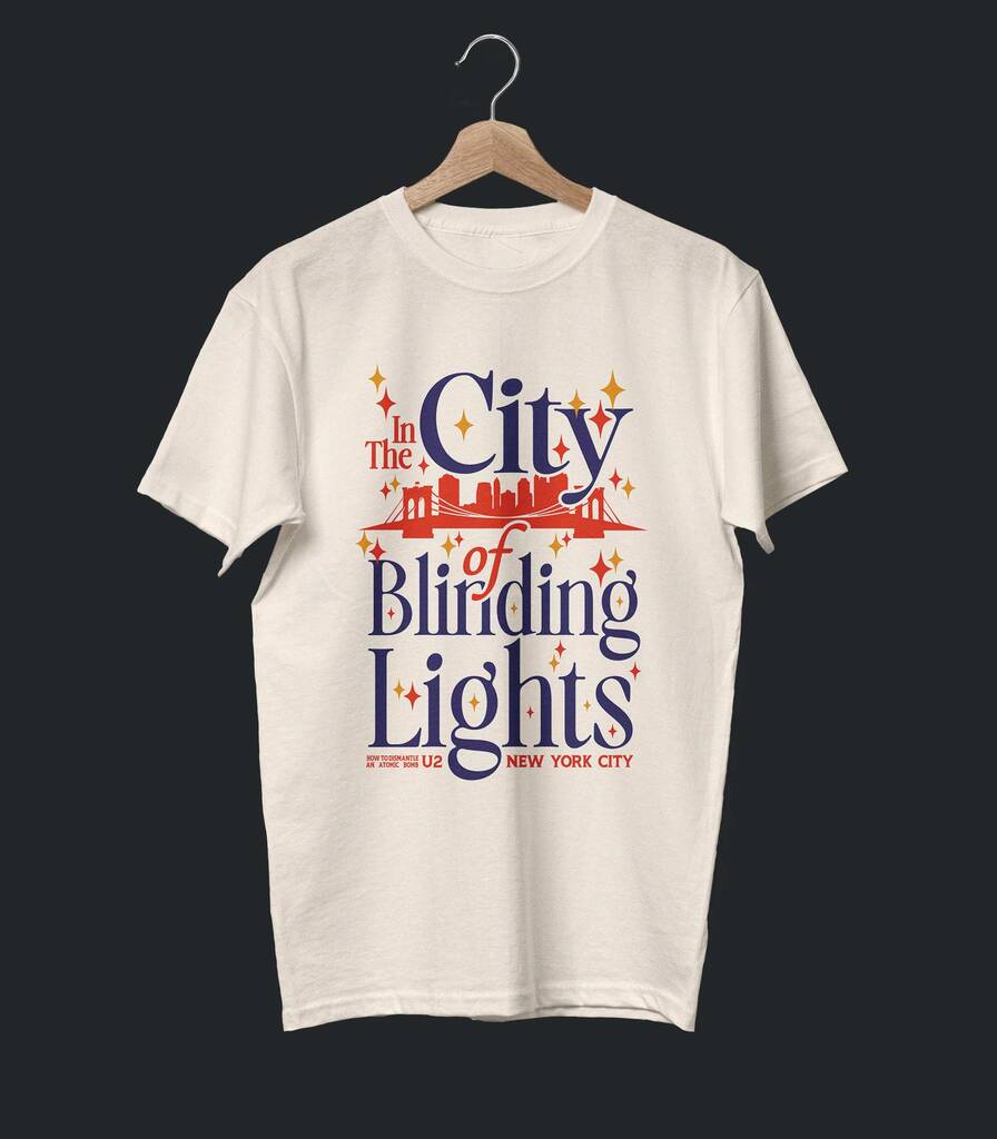 City of Blinding Lights • U2 Typography Tribute T-shirt • Summer Edition
