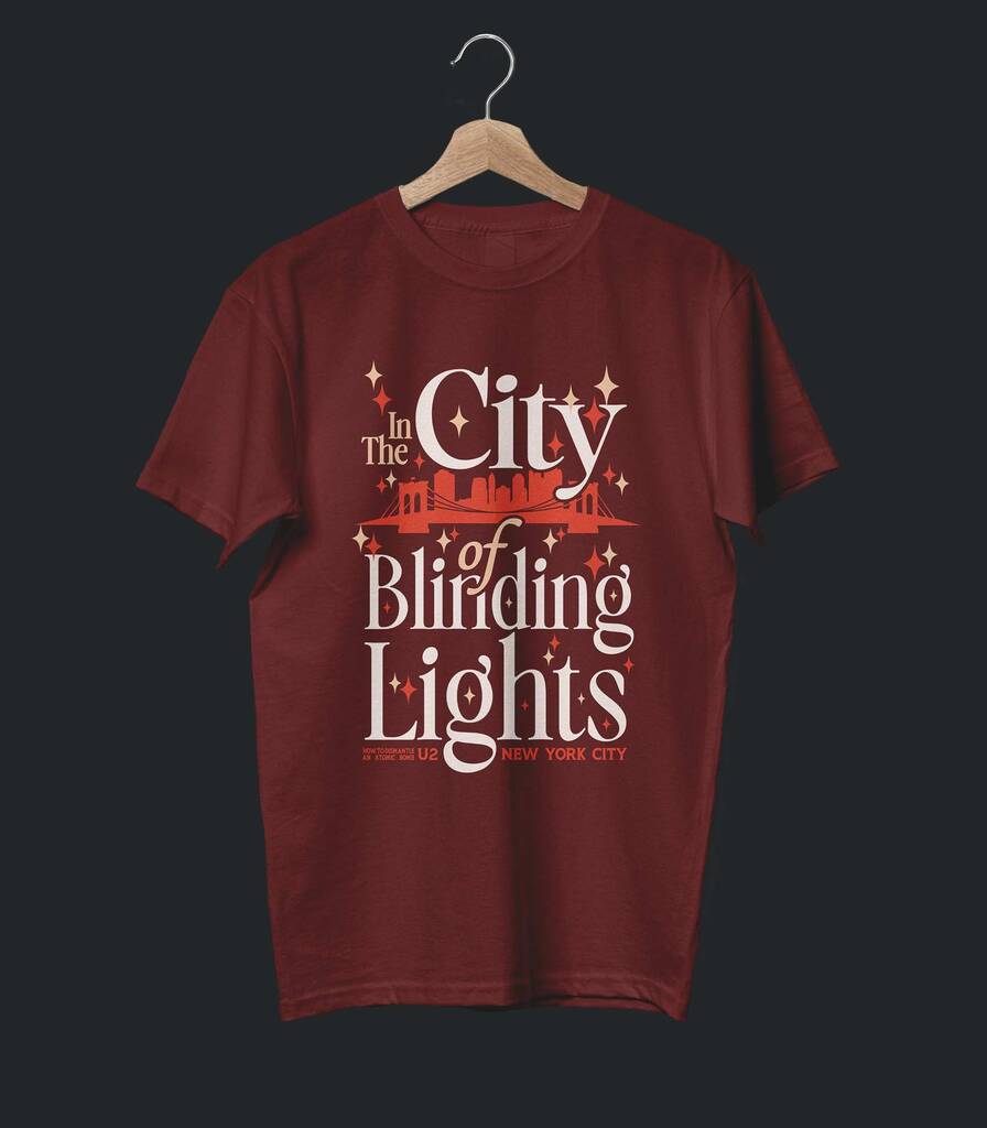 City of Blinding Lights • U2 Typography Tribute T-shirt • Summer Edition