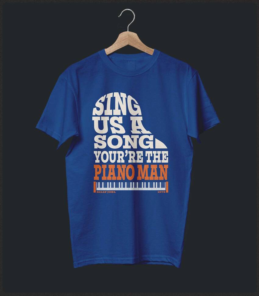 Piano Man • Billy Joel Typography Tribute T-shirt • Summer Edition